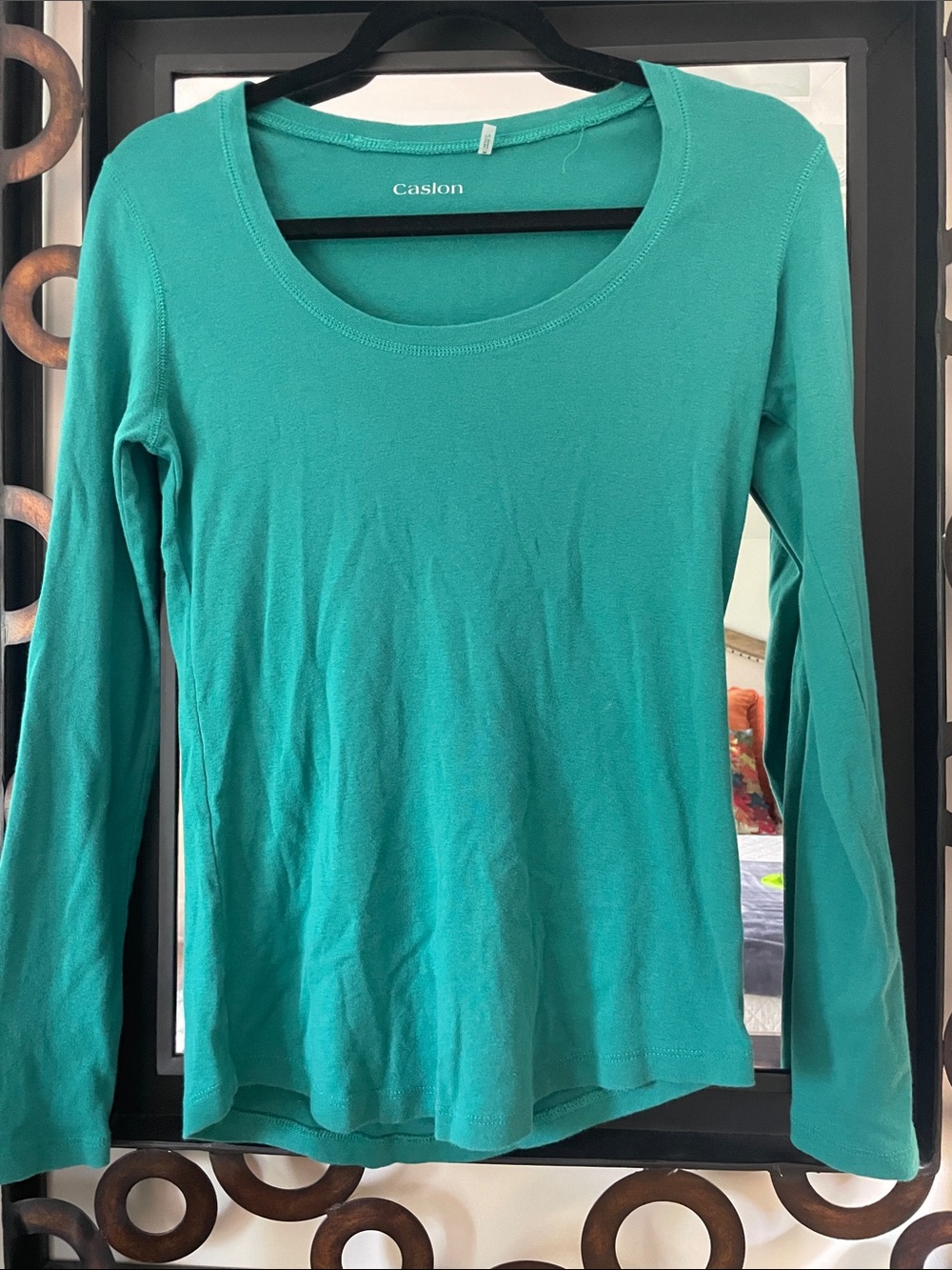 Caslon Teal Long Sleeve Scoop Neck Shirt